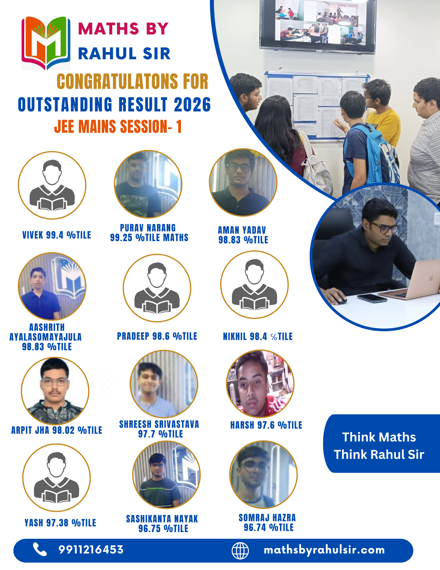 Maths By Rahul Sir Institute our toppers
